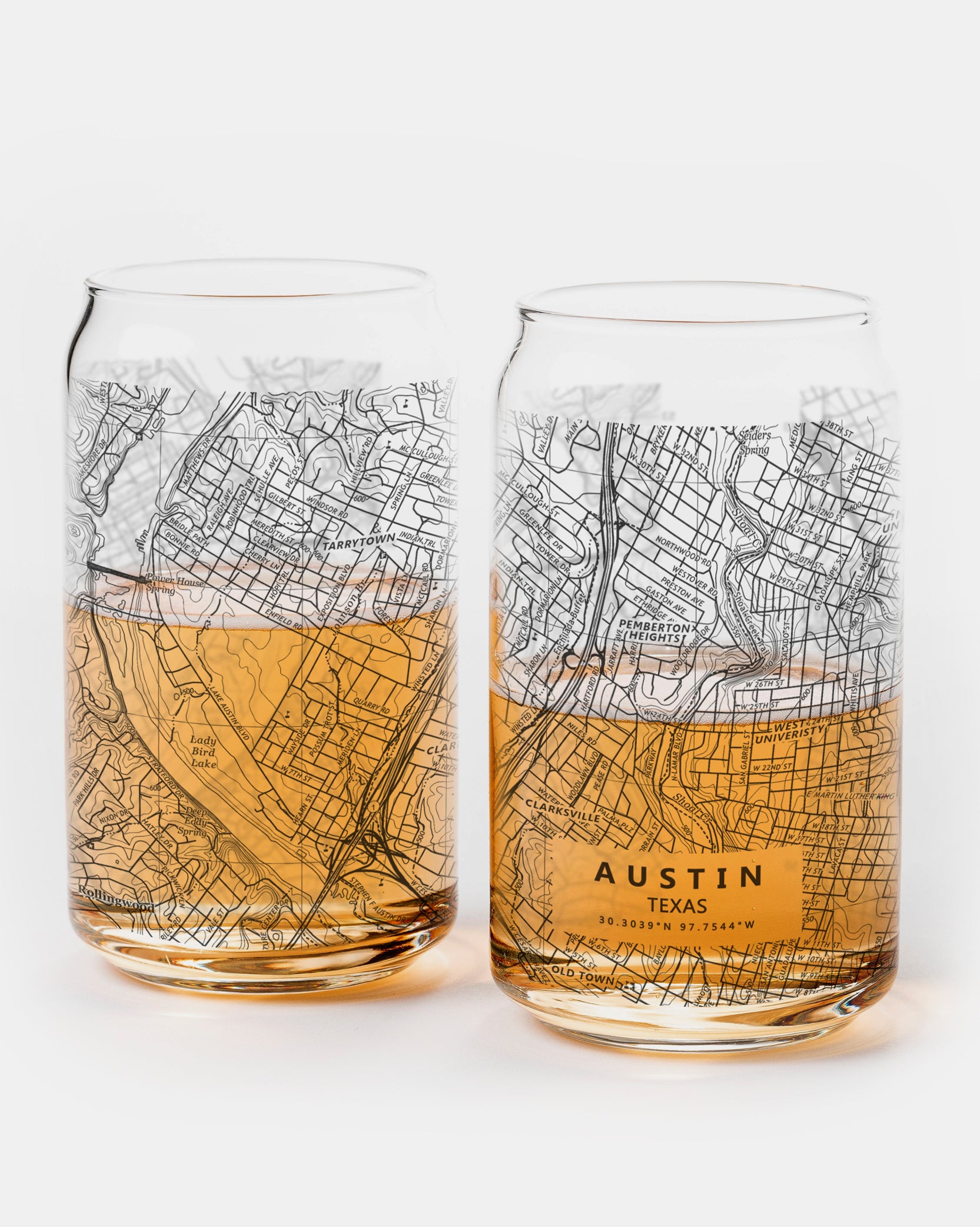 Austin Texas City Map Pint Glasses