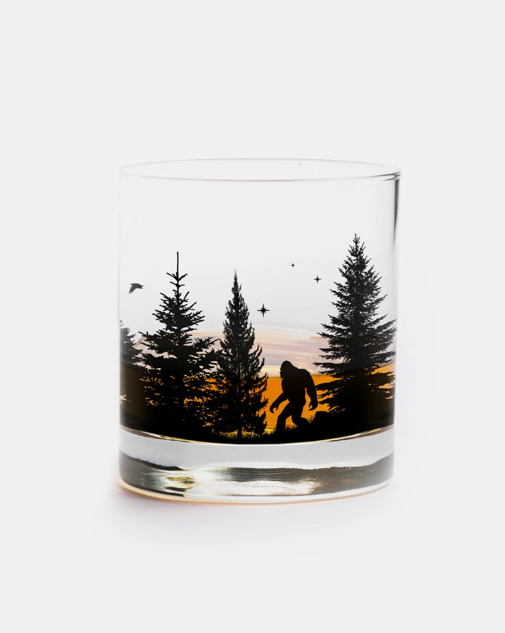 Bigfoot In The Forest Single Whiskey Glass 1