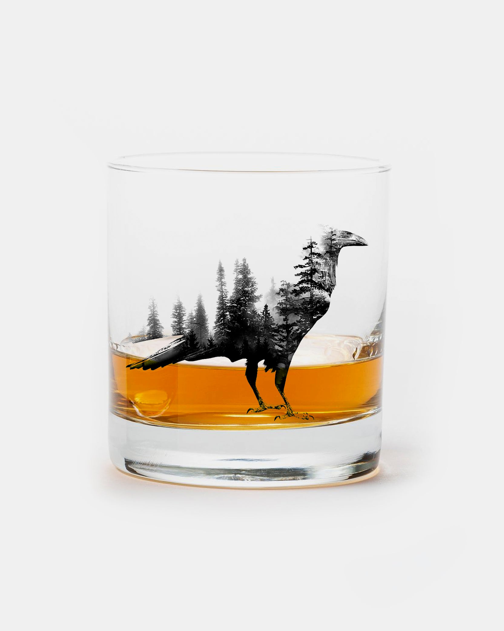 Black Bird And Forest Whiskey Single Glass