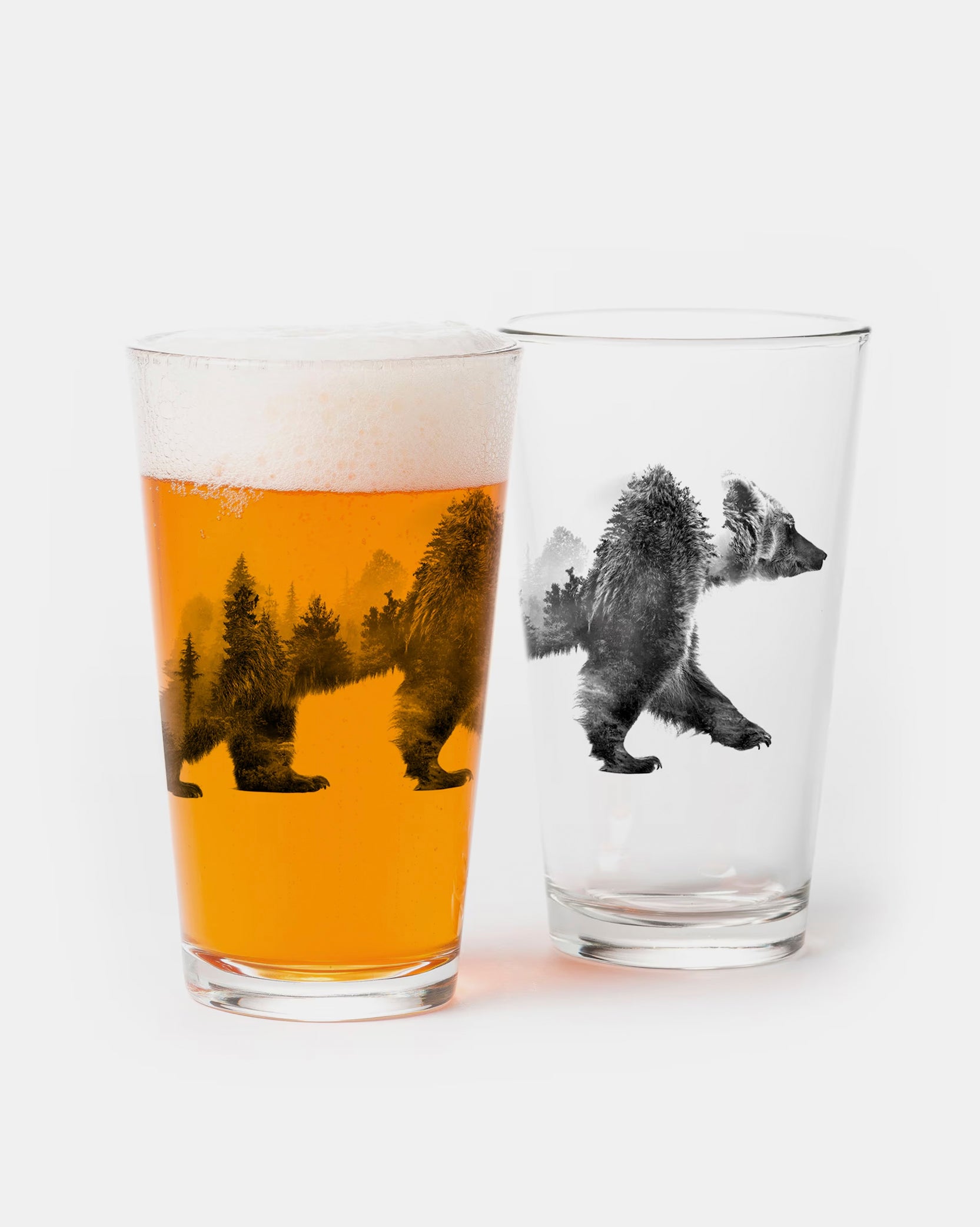 Double Exposure Bear Pint Glass Set 1