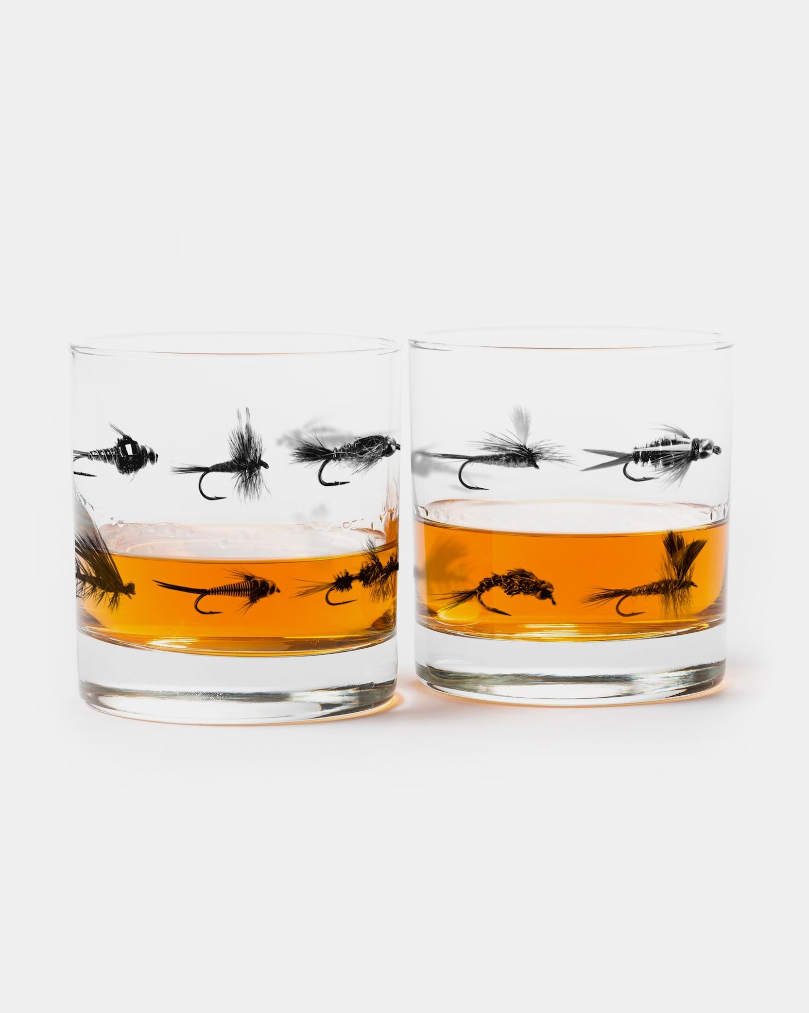 Fly fishing flies whiskey glasses 1