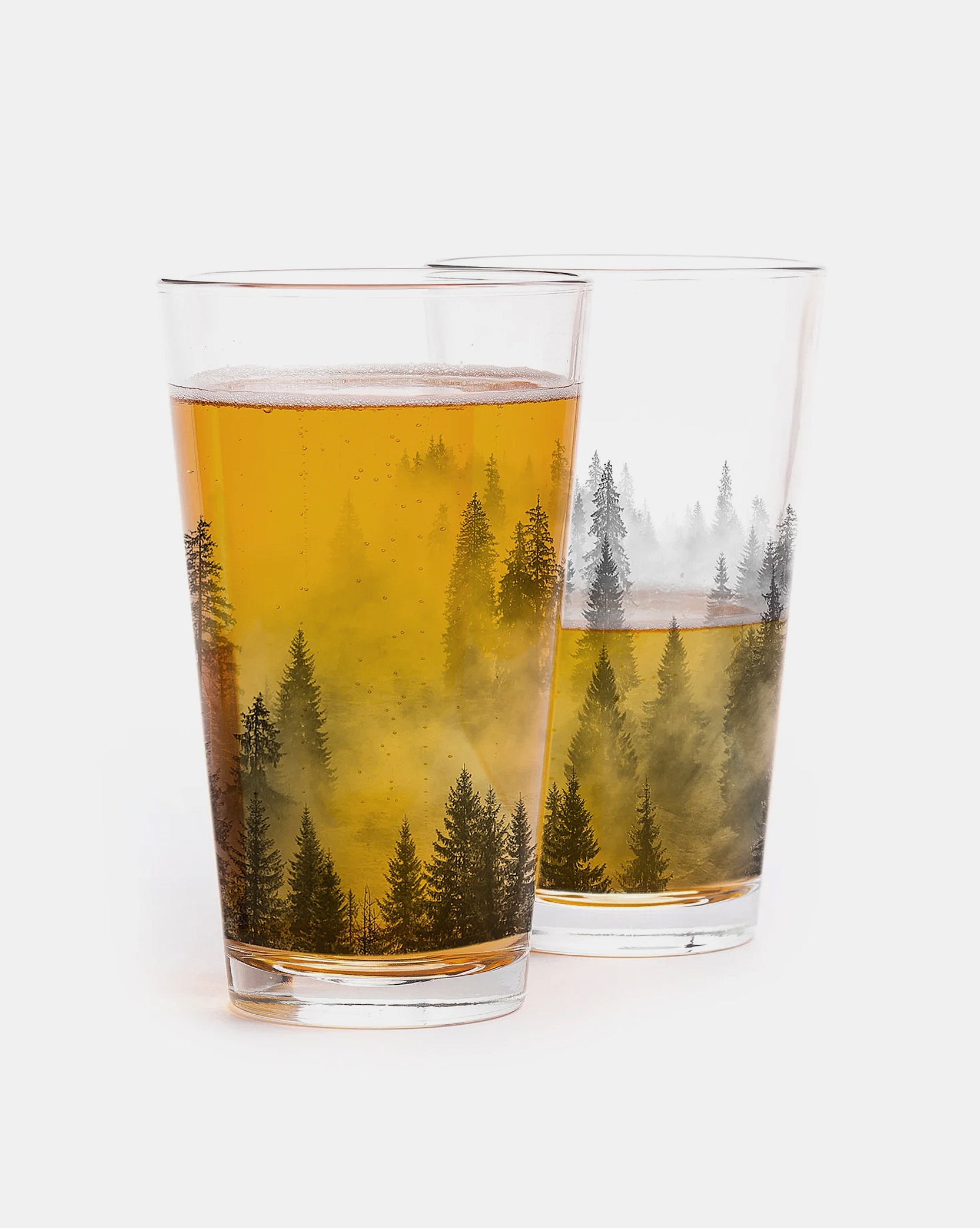 Forest and Clouds Pint Glass Set | Black Lantern Pint Glasses