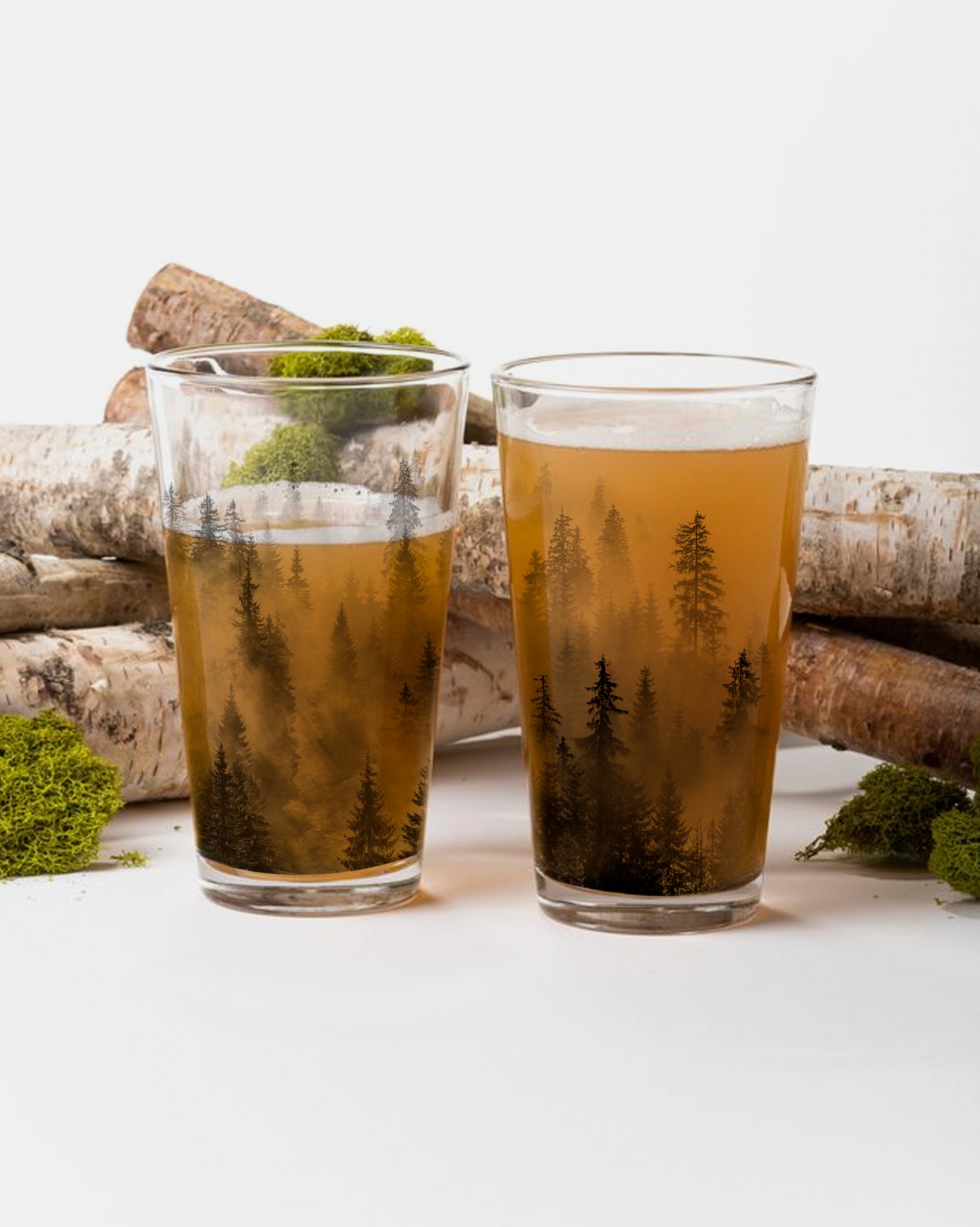 Pine Tree Forest Pint Glass Set 2