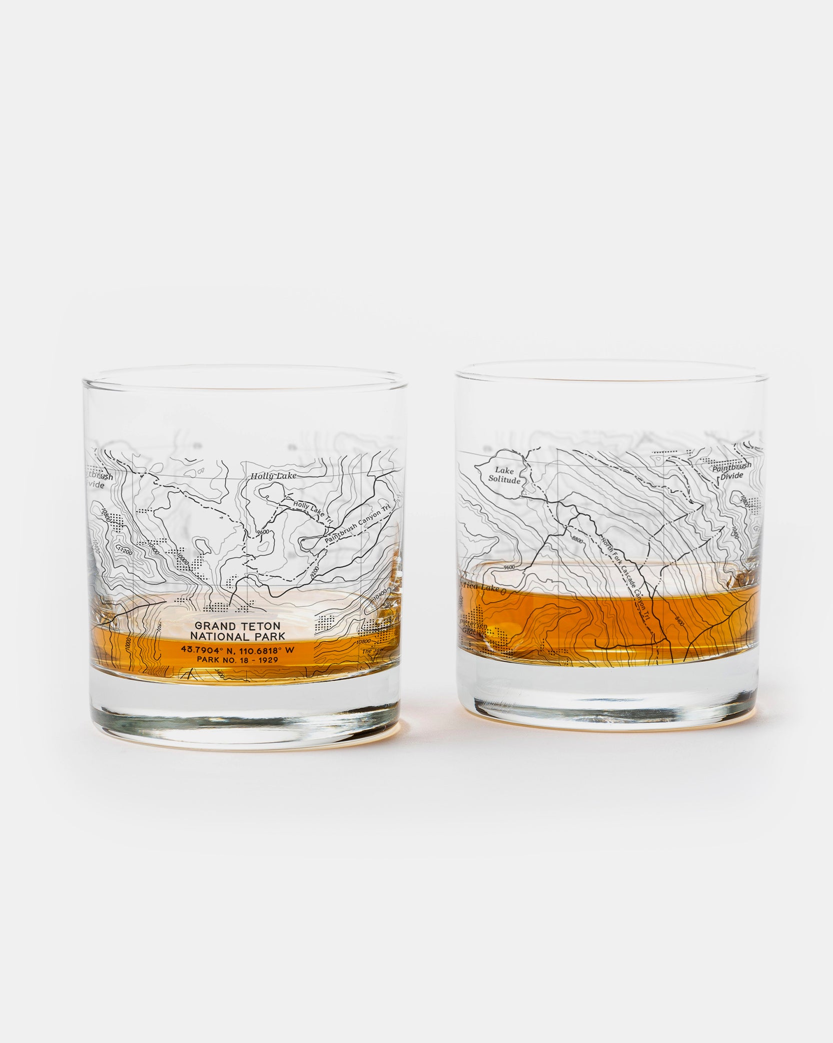 Grand Teton National Park topographic whiskey glasses 1