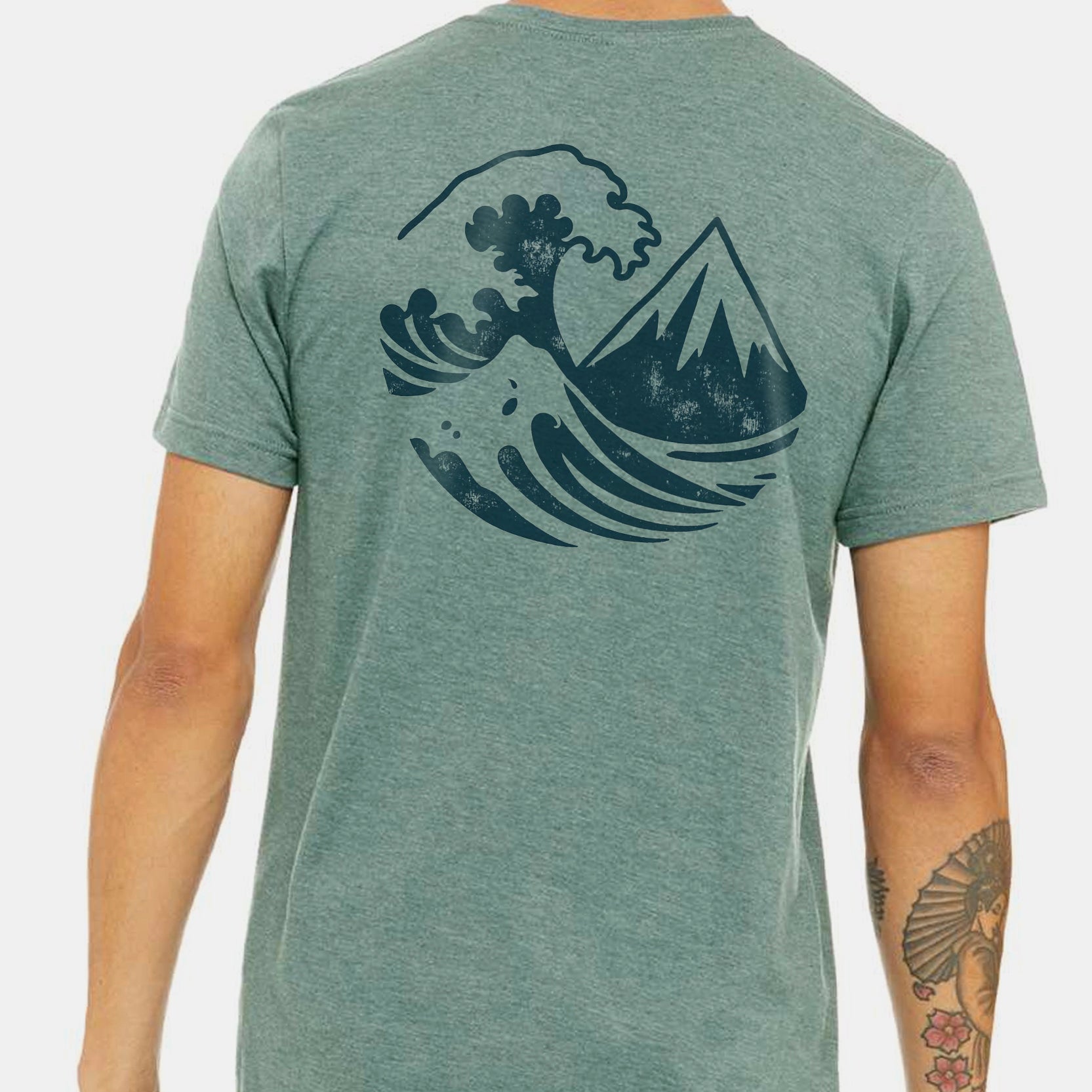 Mens Peak Surfing T-Shirt Dusty Blue 1