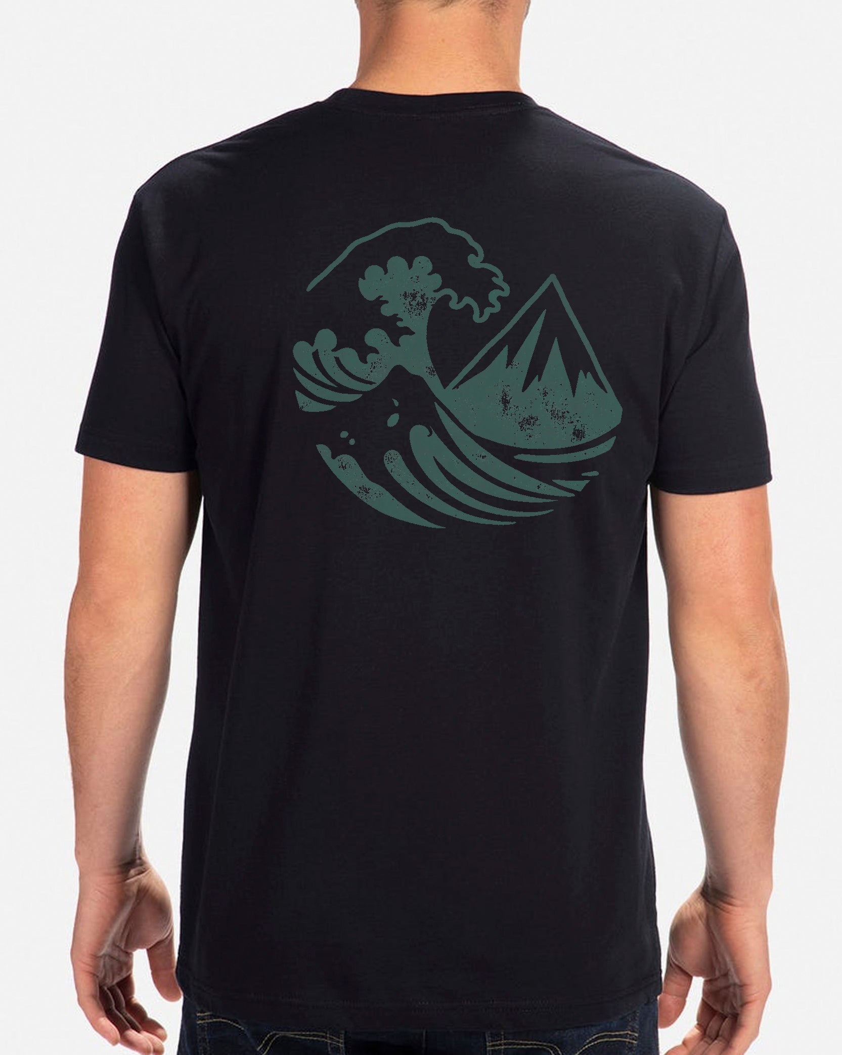 Mens Peak Surfing T-Shirt Black 1