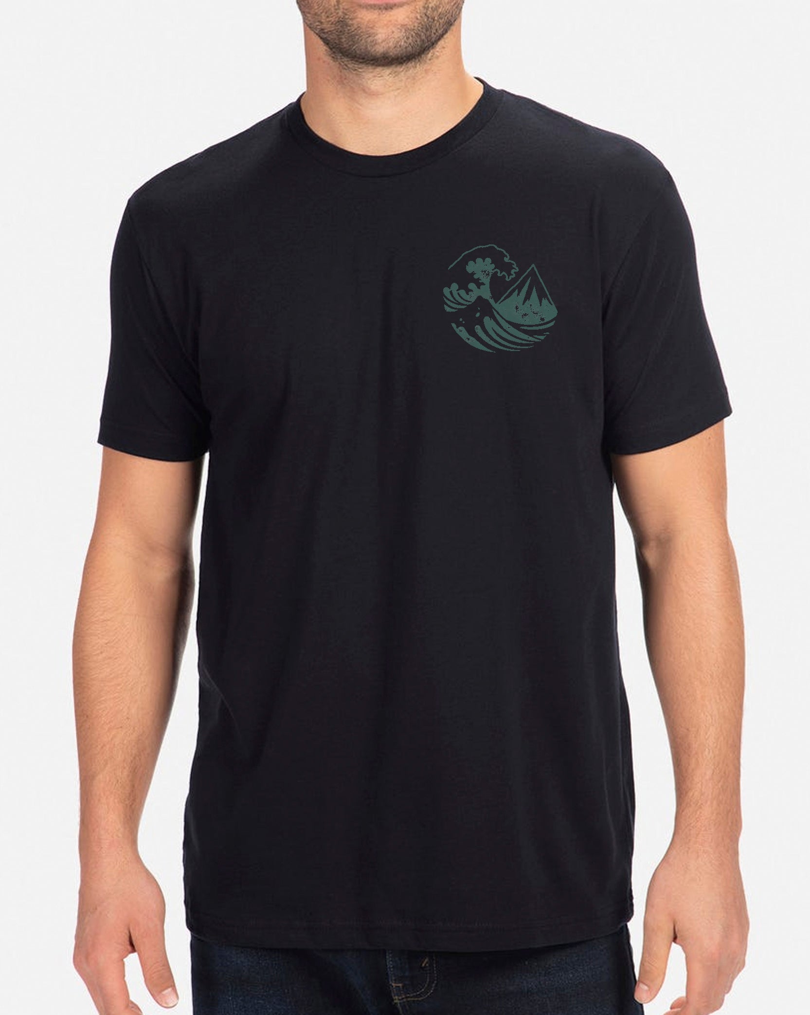 Mens Peak Surfing T-Shirt Black 3