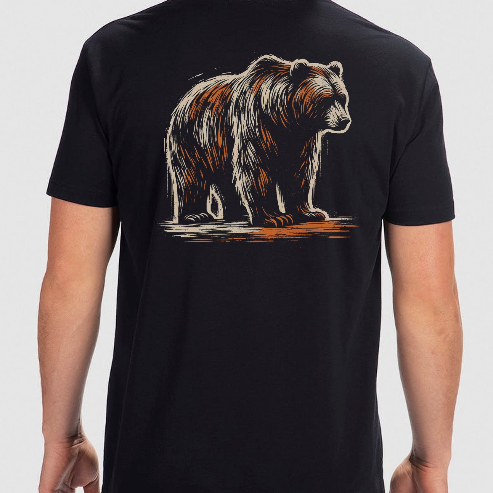 Mens Woodblock Bear Tshirt 1