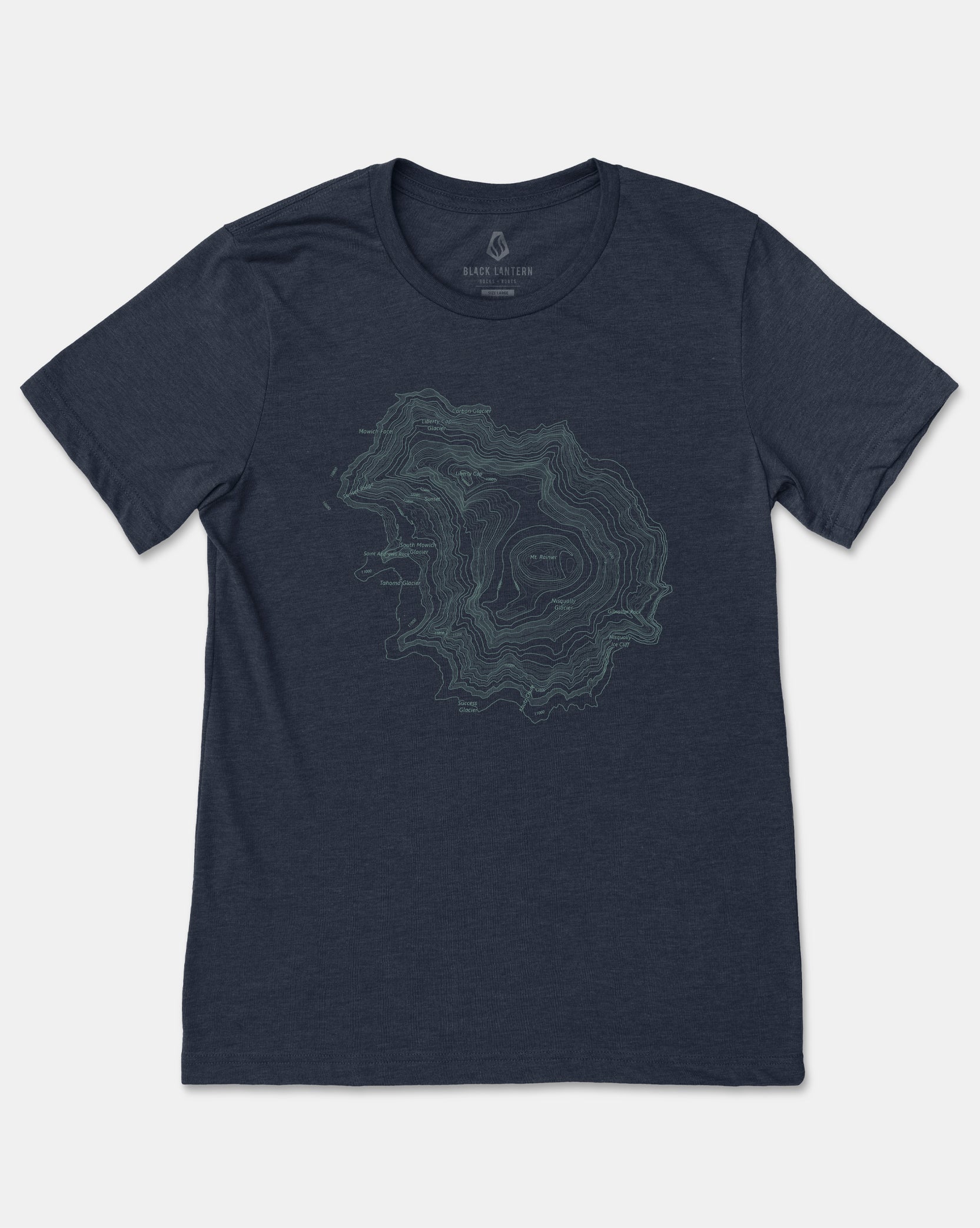 Mount Rainier Midnight Topographic T-Shirt 2