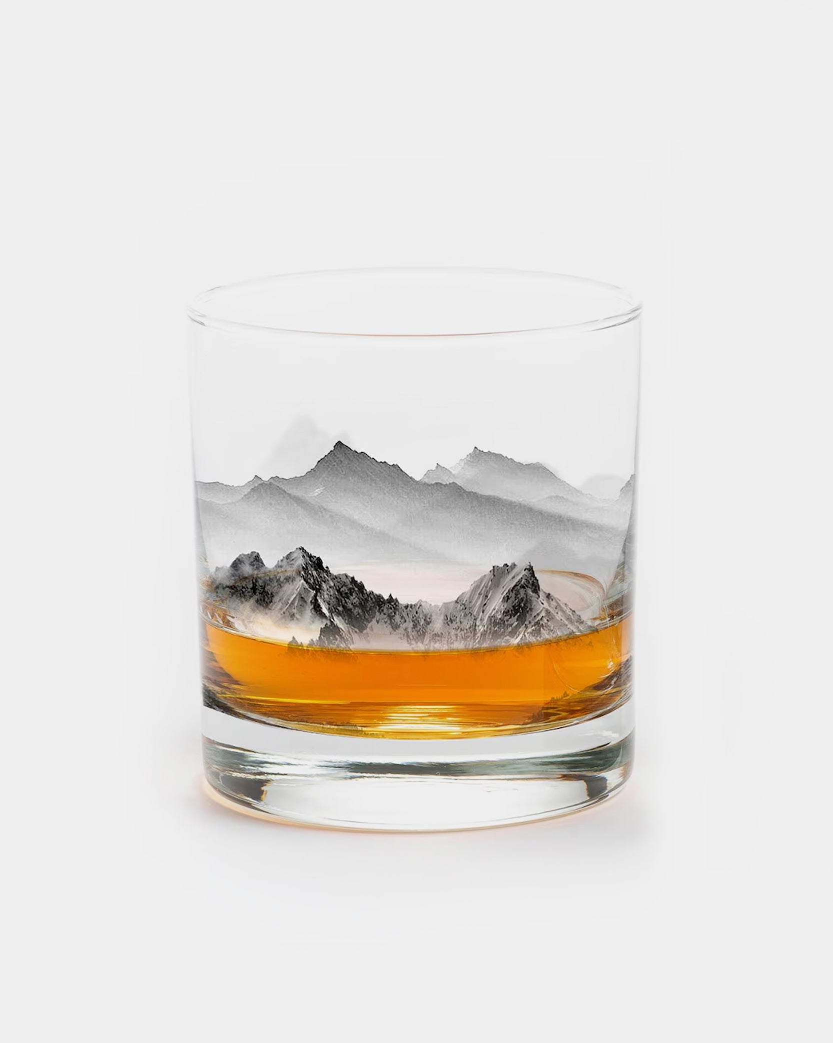 Mountain And Clouds Single Whiskey Glass