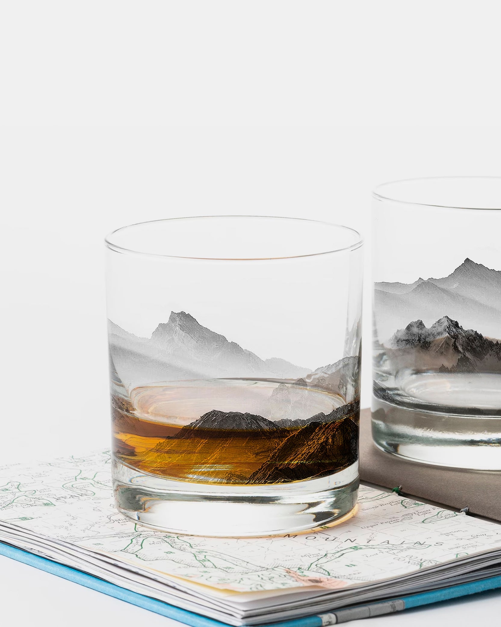 Mountains and clouds whiskey glasses 2