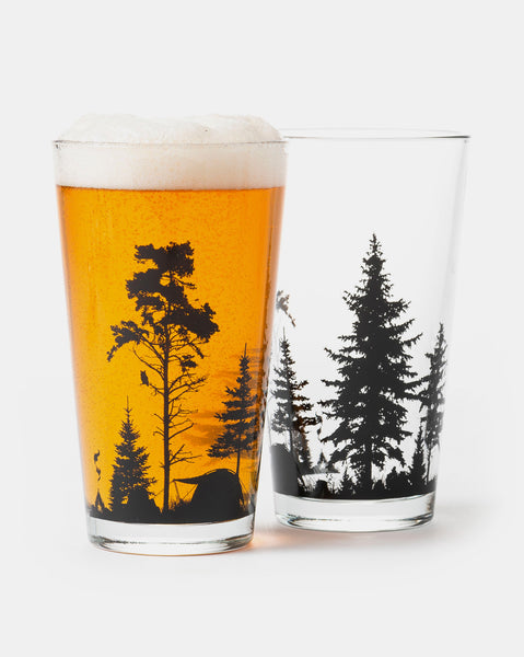 Stylish Nature Themed Pint Glasses Black Lantern 1451