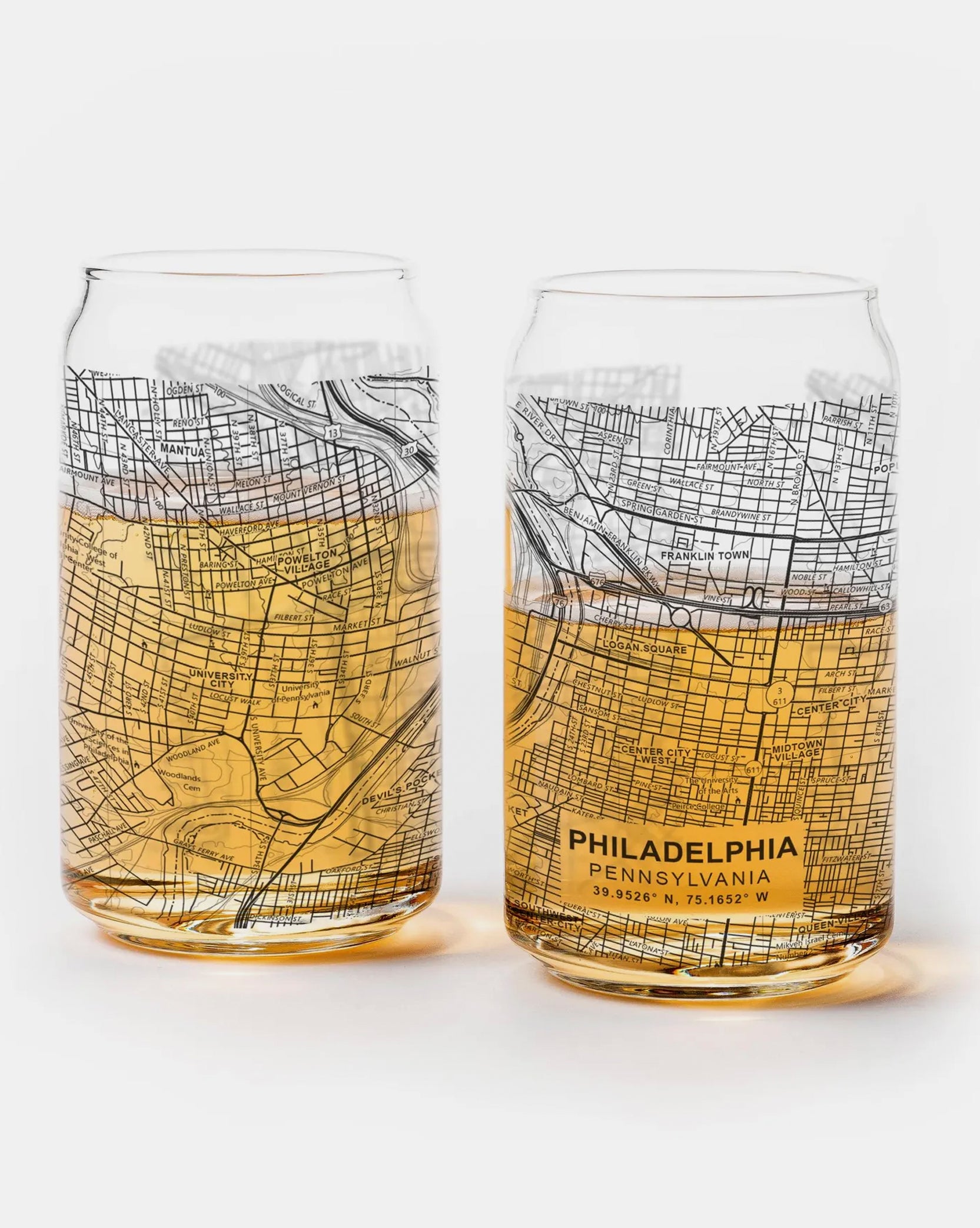 Philadelphia Pennsylvania City Map Pint Glasses 1