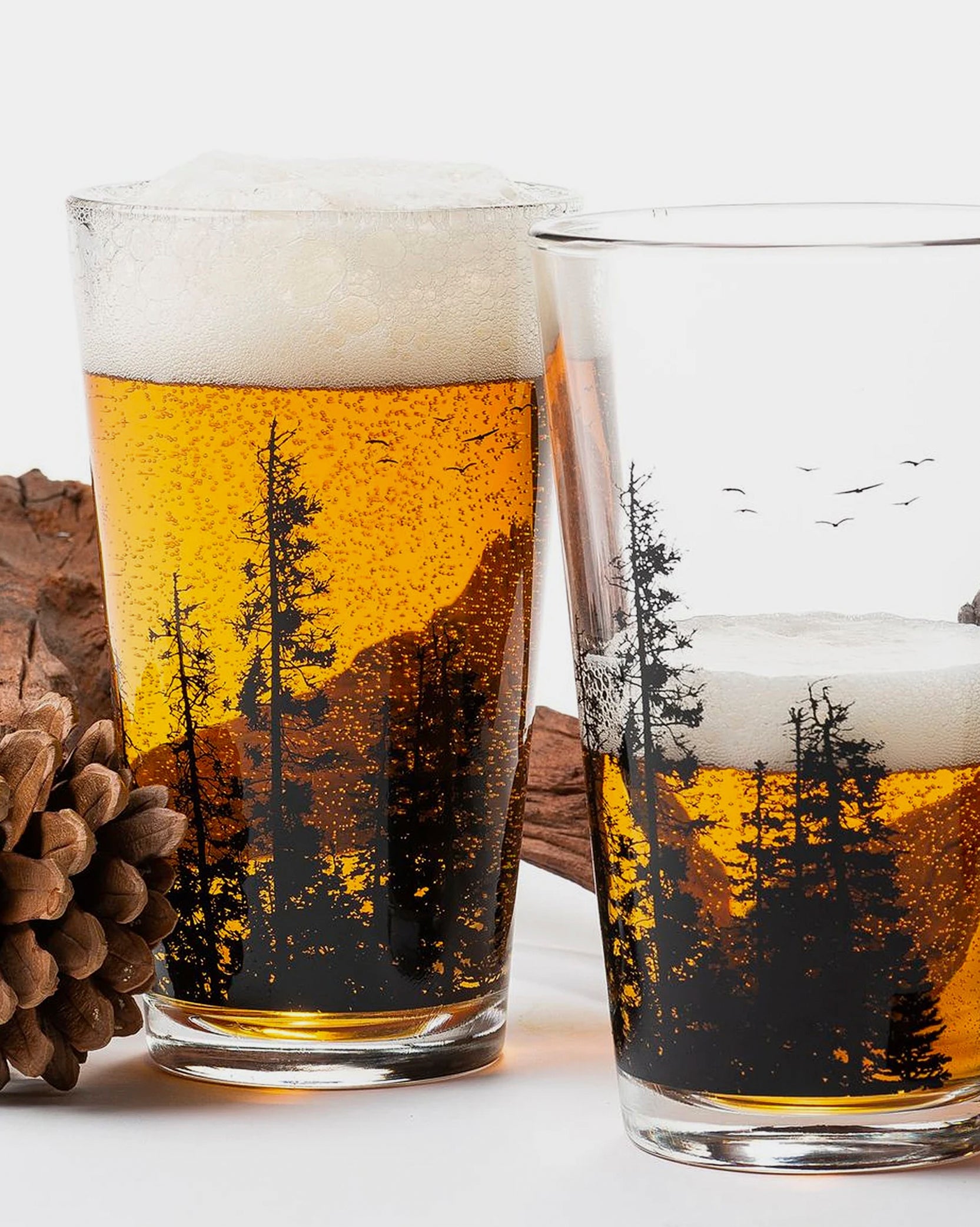 Pine Tree Forest Pint Glass Set 2