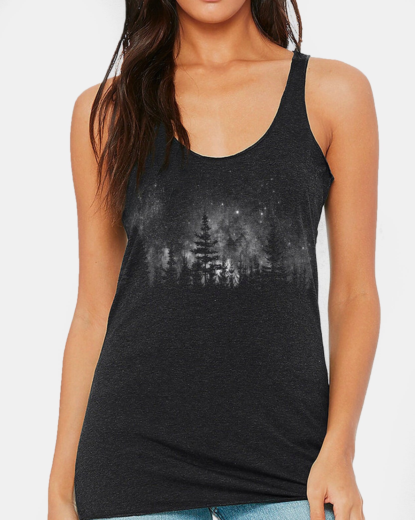 Womens Stars and Night Landscape Tank Top 1